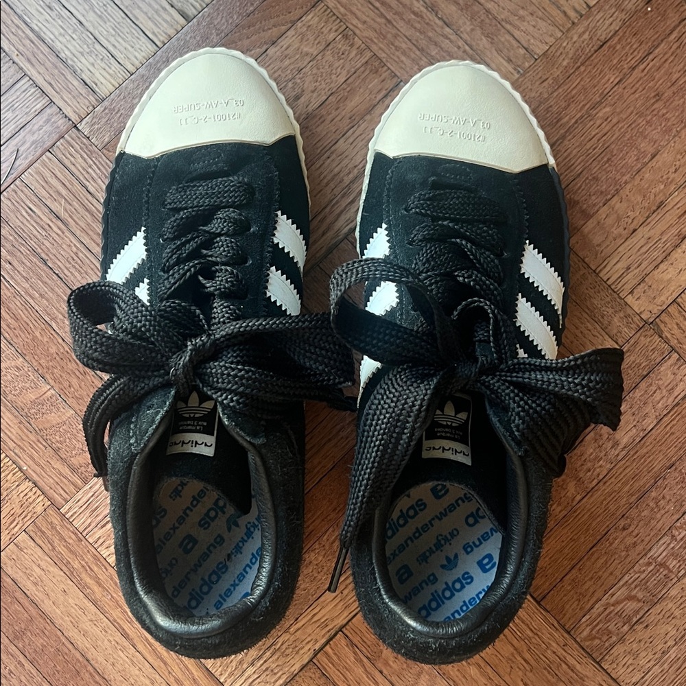🔥🖤🖤Adidas Alexander Wang X Skate Black Suede sneakers size 11.5, used but SLEEK - Picture 5 of 14